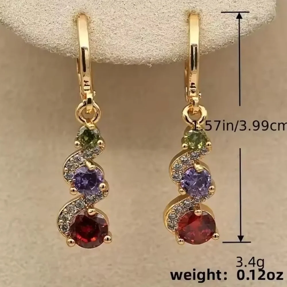 Vintage Gold and Red Dangle Earrings